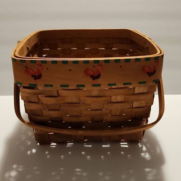 Farmhouse Basket with Roosters and Handle - Picture 1 of 9